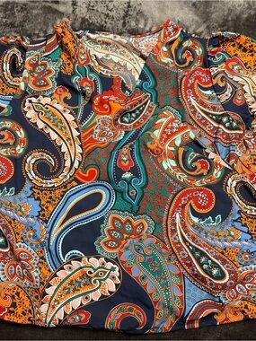 SHEIN Multicolor Paisley Print Blouse - Navy, Orange, Teal, Red
